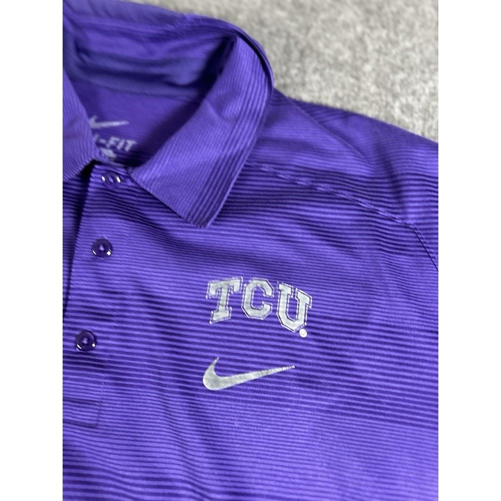 TCU Horned Frogs Shirt Mens Large Purple NCAA Football Nike Dri Fit Polo‎ Big 12